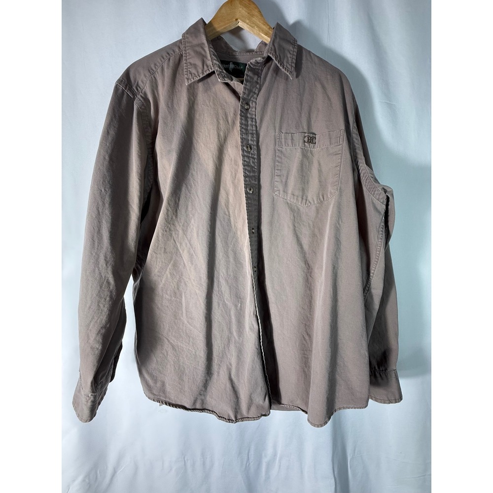 Hunt Club Mens XL Brown Cotton‎ Long Sleeve Button Down Shirt VTG 90s